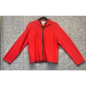 Vintage PENDLETON Jacket Women's Large Bright‎ Red Virgin Wool Full Front Zip